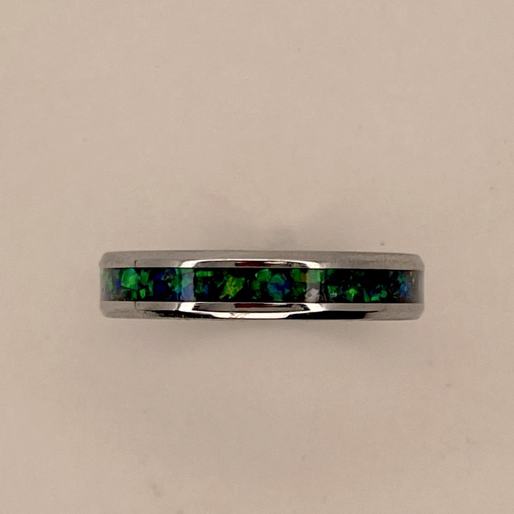 Emerald opal and tungsten carbide
